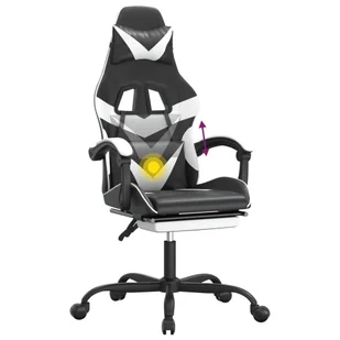 Lumarko Obrotowy fotel gamingowy z podnóżkiem, czarno-biały - Fotele gamingowe - miniaturka - grafika 13