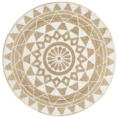 Dywaniki łazienkowe - vidaXL Ręcznie wykonany dywanik, juta, biały nadruk, 90 cm 133695 - miniaturka - grafika 1