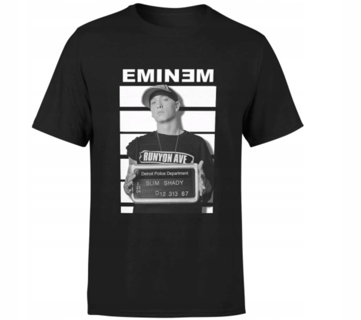 KOSZULKA Z NADRUKIEM MĘSKA ŚMIESZNA T-SHIRT EMINEM RAP GOD r. L