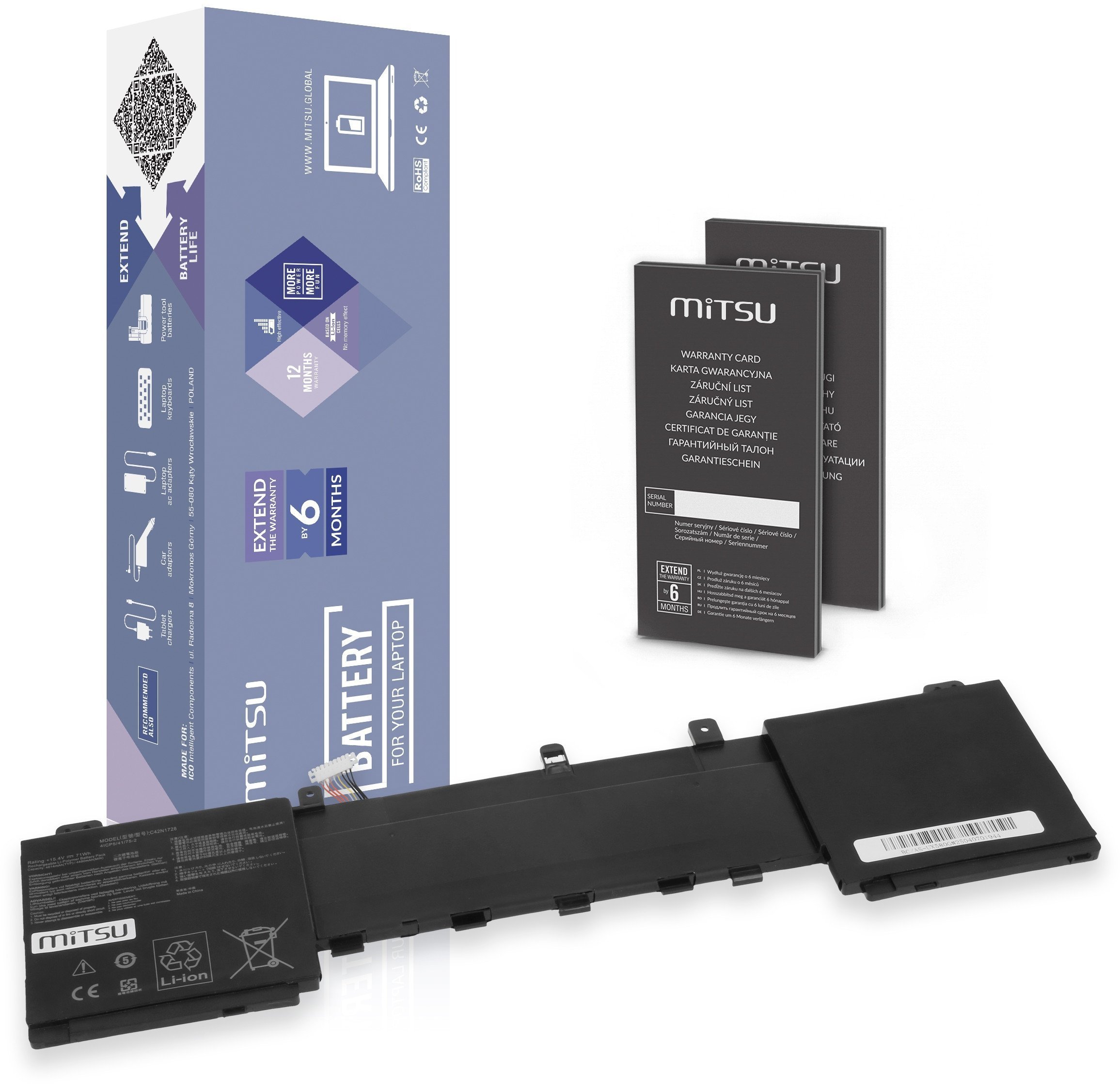 Bateria Mitsu do Asus UX550G, Zenbook Pro UX580G