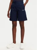 Spodenki damskie - adidas Bermudy Pinstripe JC7683 Granatowy Loose Fit - miniaturka - grafika 1
