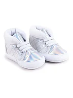 Buty dla dziewczynek - Buciki niemowlęce niechodki gumki srebrne 6-12 miesięcy YOCLUB - miniaturka - grafika 1