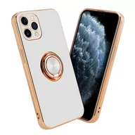 Etui i futerały do telefonów - Pokrowiec Do Apple iPhone 11 PRO MAX Etui w Glossy Biały - Złoto magnetycznym Obudowa Case Cover Ochronny Cadorabo - miniaturka - grafika 1