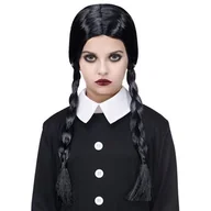 Dodatki do strojów karnawałowych - Peruka Czarne Warkocze Wednesday - miniaturka - grafika 1