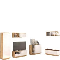 Inne meble do salonu - Zestaw Mebli do Salonu 3 Hybrid MebloCross Sonoma Jasna / Biały Połysk, Eco Brąz - miniaturka - grafika 1