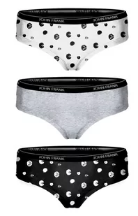 Figi damskie hipster Black&amp;White WJF3BW-H04 3-pack, Kolor biało-szaro-czarny, Rozmiar XL, John Frank - Primodo.com - Majtki damskie - miniaturka - grafika 1