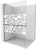 Ścianki i drzwi prysznicowe - Mexen Kioto+ L ścianka prysznicowa z półką Walk-in 80 x 200 cm, biały wzór, gun gray szczotkowany - 800-080-123-66-85 - miniaturka - grafika 1