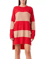 Sukienki - True Religion Sukienka damska oversized Block Satripes, czerwony/beżowy, L - miniaturka - grafika 1