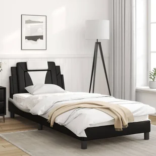 Rama łóżka z LED, czarno-biała, 80x200 cm, sztuczna skóra Lumarko! - Łóżka - miniaturka - grafika 4