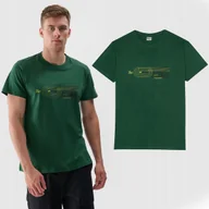 Koszulki męskie - Koszulka Męska 4F T-shirt Sportowy Regular Z Nadrukiem Zielony TTSHM2470 XL - miniaturka - grafika 1