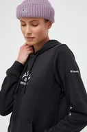 Bluzy damskie - Columbia bluza damska kolor czarny z kapturem z nadrukiem - miniaturka - grafika 1
