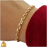 Bransoletki - PIĘKNA ZŁOTA BRANSOLETKA DAMSKA ANKIER STAL CHIRURGICZNA 19 CM PREZENT 18K - miniaturka - grafika 1
