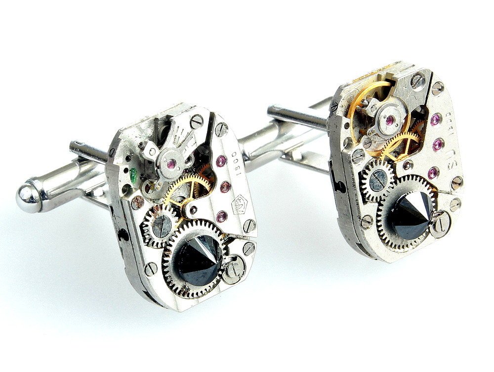 Spinki do mankietów rectangle dark knight, srebrne