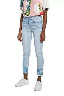 Spodnie damskie - Desigual Damskie spodnie dżinsowe Ankle PAISL Casual Pants, niebieskie, 26 - grafika 1