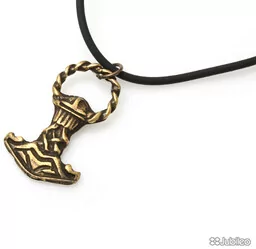 WISIOREK MŁOT THORA kolor stare złoto symbole wikingów młot symbole nordyckie (aj463) - Naszyjniki męskie - miniaturka - grafika 1
