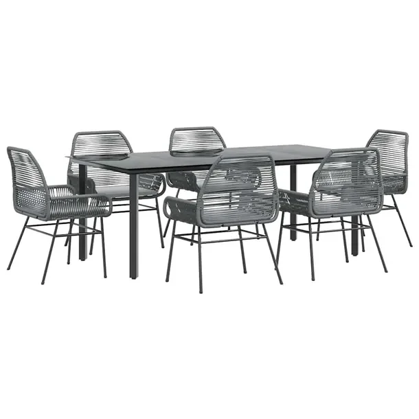 Zestaw Mebli Ogrodowych Rattan PE i Stal, Stół 200x100x74 cm, Krzesła 57