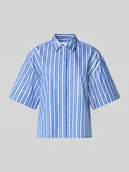 Bluzki damskie - Bluzka koszulowa o pudełkowym kroju z czystej bawełny model ‘FIA’ - miniaturka - grafika 1