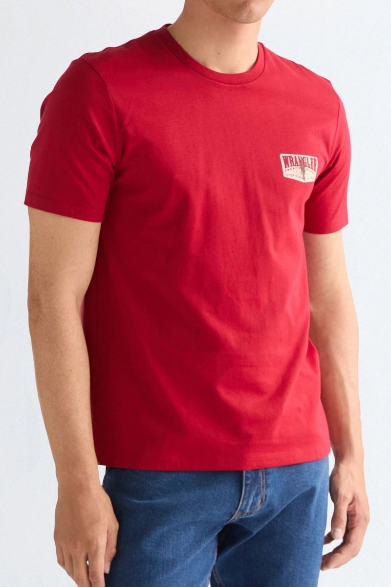 T-shirt męskie wrangler 112378478 czerwony