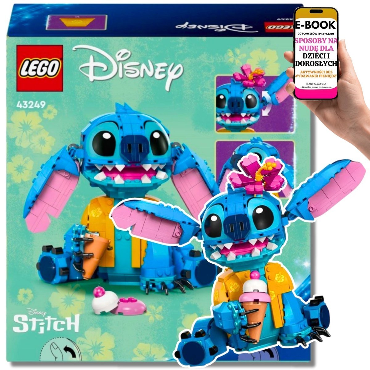 KLOCKI LEGO Stitch – PREZENT DISNEY DLA DZIECI (43249) Kultowa figurka do złożenia Idealna dla fanów Lilo i Stitch + EBOOK-3