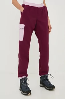 Spodnie damskie - Columbia spodnie dresowe damskie kolor bordowy gładkie - grafika 1