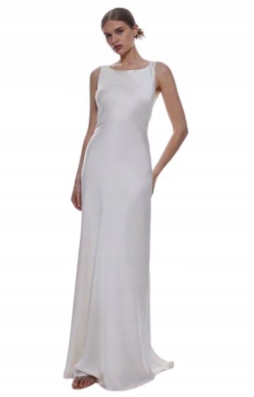 KAREN MILLEN SUKIENKA KREMOWA SATYNOWA 38 1Y1X
