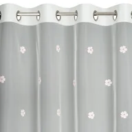 Firany - Firana na przelotkach z haftem w kwiatki ELSA 140X250 biała - miniaturka - grafika 1