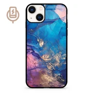 Etui i futerały do telefonów - Niebieski marmur golden - iPhone 13 mini Etui szklane flexible indukcyjne - miniaturka - grafika 1