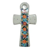 Ozdoby bożonarodzeniowe - Ceramiczny krzyż wiszący Ceramika Bolesławiec - miniaturka - grafika 1
