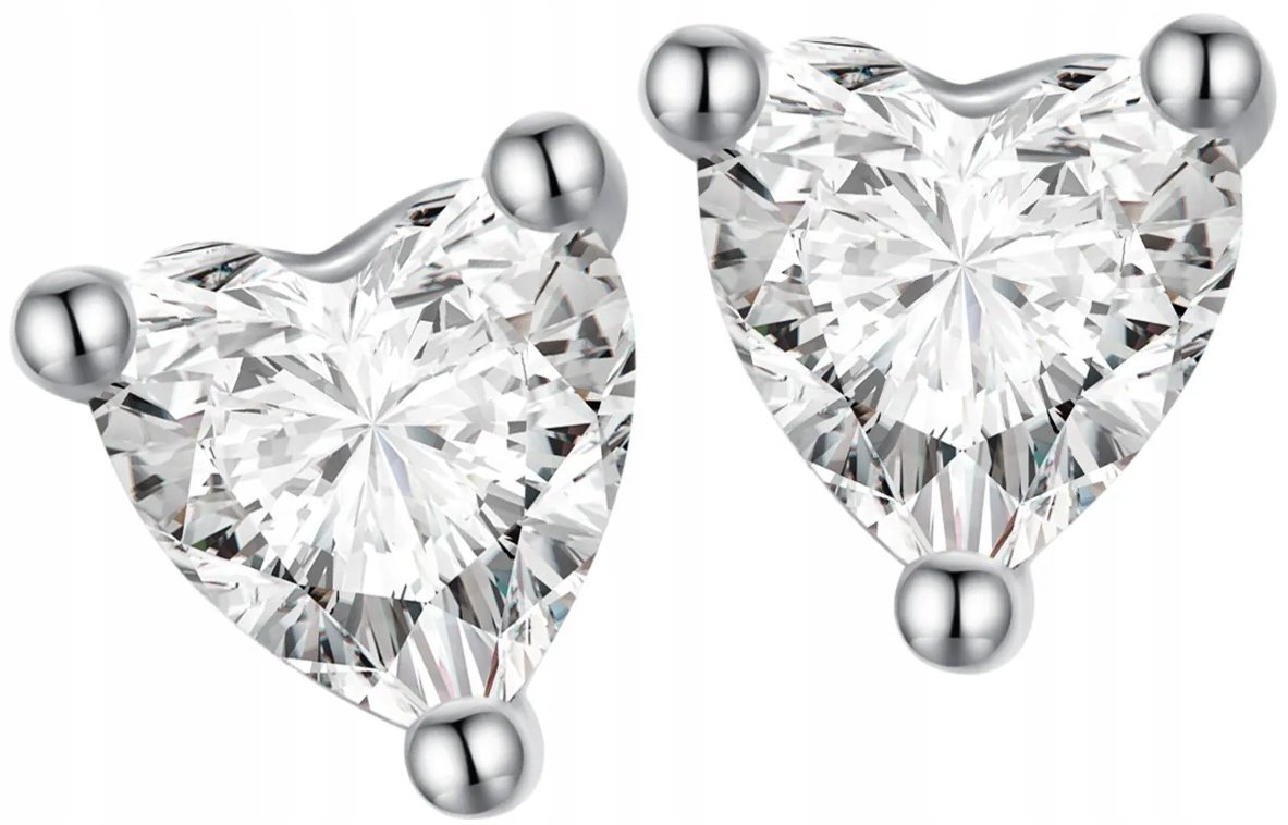 Kolczyki Srebrne Kolczyki Serce Cyrkonia Srebro