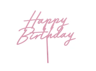 Topper na tort Happy Birthday różowy - 16,5 x 18 cm - 1 szt. - Ciasta i półprodukty do ciast - miniaturka - grafika 1