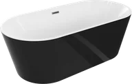 Wanny - Mexen Luna wanna wolnostojąca 170 x 80 cm, biała/czarna, przelew gun metal szczotkowany - 52031708075-95 - miniaturka - grafika 1
