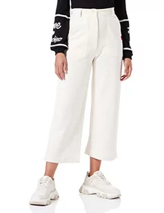 Love Moschino Damskie spodnie Regular Fit Personalized Withlogo Rubber Label Casual Pants, Cream, 40 - Spodnie damskie - miniaturka - grafika 1