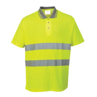 Koszulki męskie - PORTWEST Komfort portwest Safety koszulka polo, z krótkim rękawem, bawełna, odblaskowa -  m żółty S171YERM - grafika 1