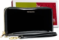 Portfele - Peterson PETERSON Skórzany portfel damski z lakierowanej skóry naturalnej czarny BC-781 RFID BC-781-1681 BLACK - miniaturka - grafika 1