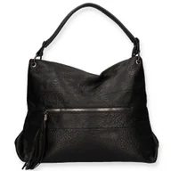 Torebki damskie - Torebka Damska Elegancka Duży Czarny Worek - miniaturka - grafika 1