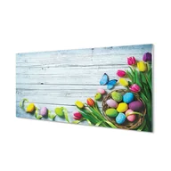 Tablice i flipcharty - Ścienny panel kuchenny Jajka tulipany motyl 120x60 - miniaturka - grafika 1
