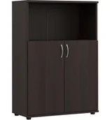 Regały biurowe - Elior Klasyczny niski regał biurowy z drzwiczkami wenge B2-S05 - miniaturka - grafika 1