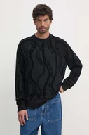 Bluzy męskie - Versace Jeans Couture bluza bawełniana męska kolor czarny wzorzysta 77GAI3X0 FS176 - miniaturka - grafika 1