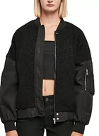 Kurtki damskie - Urban Classics Damska kurtka bomberka oversize Sherpa, Czarny, L - miniaturka - grafika 1