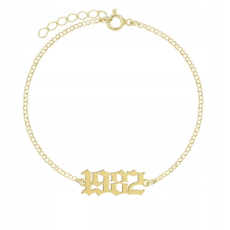 Pozłacana Bransoletka Data Rocznik Dedykacja