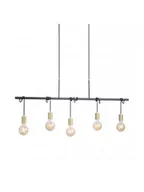 Lampy sufitowe - Leuchten Direkt Lampa wisząca Tamara, 5-punktowa, mosiądz/czarna - miniaturka - grafika 1