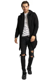 Kardigan asymetryczny UNDERWORLD z kapturem czarny - Swetry męskie - miniaturka - grafika 1