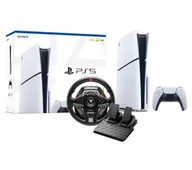 Konsole Playstation - Sony PlayStation 5 Slim D Chassis PS5 1TB z napędem + kierownica Thrustmaster T128 - miniaturka - grafika 1
