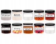 Pojemniki kuchenne - SŁOIK PLASTIKOWY 300ML POJEMNIK NA PRZYPRAWY 10SZTUK + ETYKIETY - miniaturka - grafika 1
