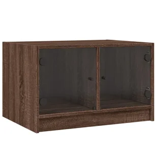 vidaXL Stolik kawowy ze szklanymi drzwiami w kolorze brązowego dębu 68x50x42 cm - Ławy i stoliki kawowe - miniaturka - grafika 1