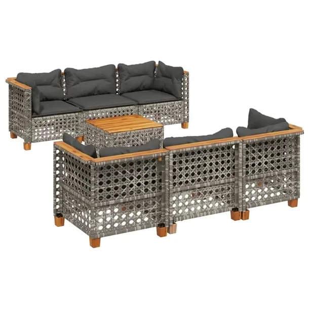 Zestaw mebli ogrodowych z rattanem PE, szary, wymiary: 63,5 x 63,5 x 62 cm