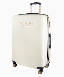 PUCCINI Duża biała walizka z eleganckim napisem - Walizki - miniaturka - grafika 1