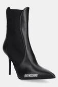 Botki damskie - Love Moschino botki damskie kolor czarny na szpilce JA21059G1NIA0000 - miniaturka - grafika 1