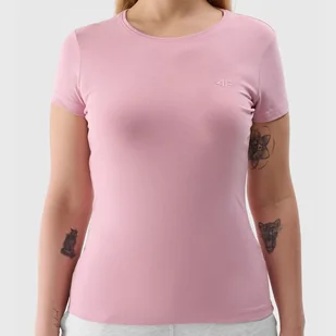 Koszulka Damska 4F Różowy T-shirt sportowy bawełniany Slim Fit M - Koszulki i topy damskie - miniaturka - grafika 1