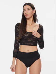Triumph Bluzka Smart Deco Crop Top 10215947 Czarny Slim Fit - Bluzki damskie - miniaturka - grafika 1